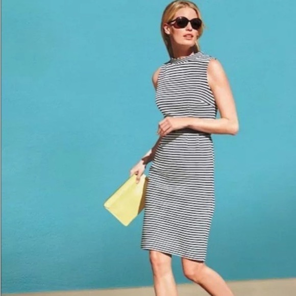 Boden Dresses & Skirts - Boden Sixties Ponte Striped Dress Navy Blue White